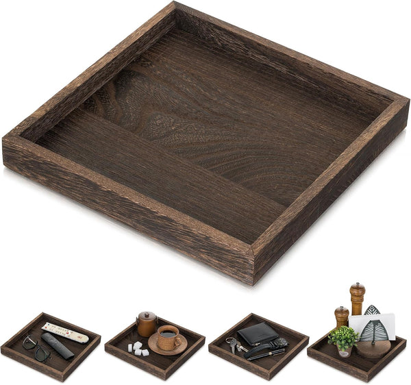 Hanobe Serving Tray Decor for Table: Small Wood Decorative Trays for Ottoman