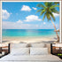Leeisysme Beach Landscape Tapestry, Tropic Ocean Sea Island Palm Tree Seaside Tapestries for Living Room Summer Window Wall Hanging 60×80 Inch