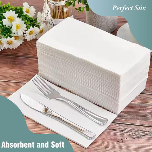 Bell Marque 300 Pack White Dinner Napkins - 2-Ply, 17" Width, 15" Length, 0.1" Height
