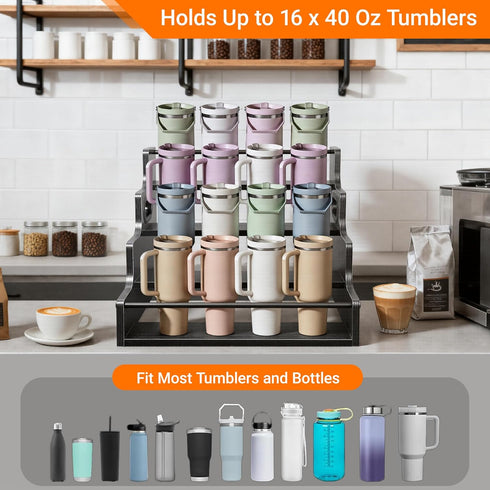 YQBRAO 4-Tier Liquor Bottle Display Shelf, Coffee Syrup Rack Organizer, Water Bottle Organizer, Mini Bar Cabinet