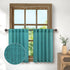 Teal Country Kitchen Curtains for Small Windows 30 Inch Length 2 Tier