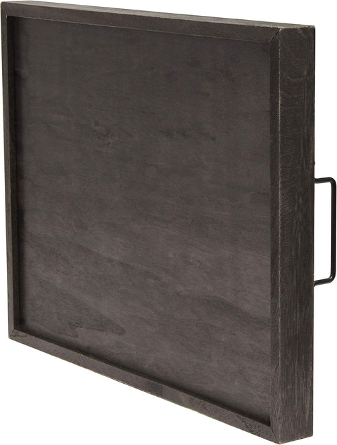 Elegant Designs Trick or Treat Decorative Wood Serving Tray - 15.50" x 12" Black Wash with Handles