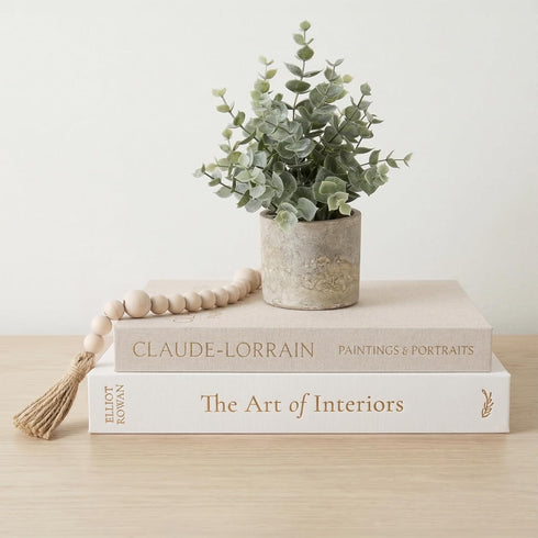 Vine Creations Decorative Books - Set of 2 Linen Hardcover Boxes with