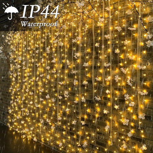 200 9.8 6.6FT 8 LED Curtain String Lights * Plug in Fairy with Timer and Modes, Waterproof Window Wall for Bedroom