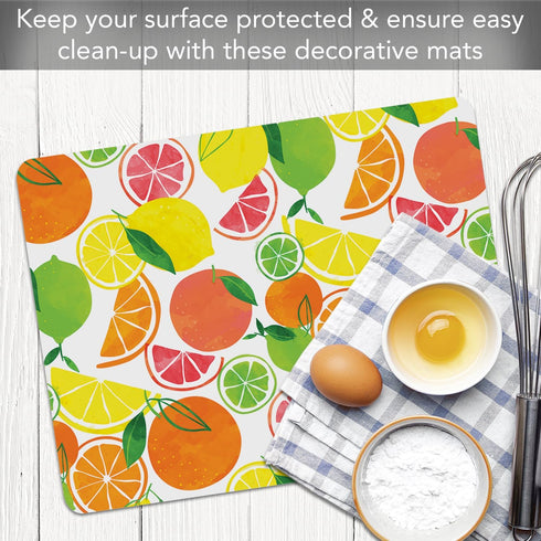 Cut N' Funnel Fruity Summer Designer Flexible Plastic Cutting Board Mat, 15" x 11.5", Easy to Clean, Made in the USA