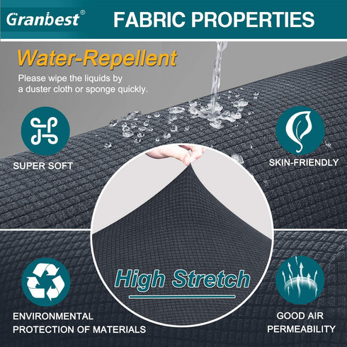 Granbest Premium High Stretch Water Repellent Sofa Cover Couch Slipcover Super Soft Fabric (Gray, Large)