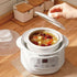TAYAMA 1 Qt. White Mini Ceramic Stew Cooker - Pre-Settings and Built-In Timer, Small
