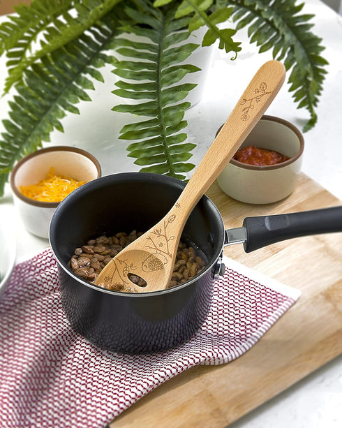Talisman Designs Laser Etched Beechwood Slotted Cooking Spoons, Decorative Wooden Utensils