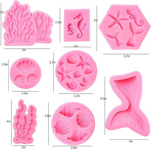 Mermaid Theme Cake Mold, Silicone Mold for Cupcake Toppers, Candy, Chocolate, Fondant, Crafting Projects