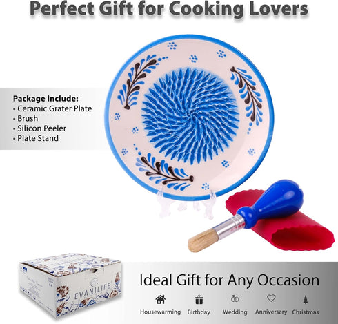 4 Ceramic Garlic Grater Plate - Handmade Pcs Press - Natural Grinder - Decorative Mincer - Ginger, Cheese Grater - Hand