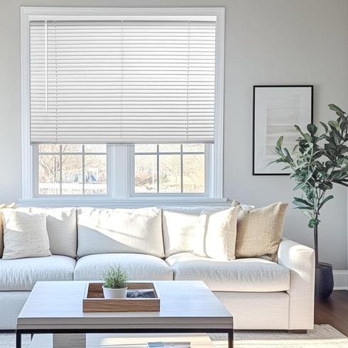 CHICOLOGY Mini Blinds for Windows, White, 29" W x 48" H, Commercial Grade