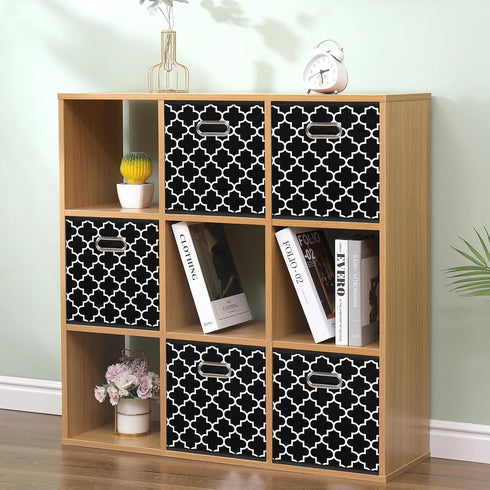 Set of 3 Black Foldable Storage Cubes Bins, Fabric Organizer Baskets with Dual Handles for Home Organizer (Black Light)