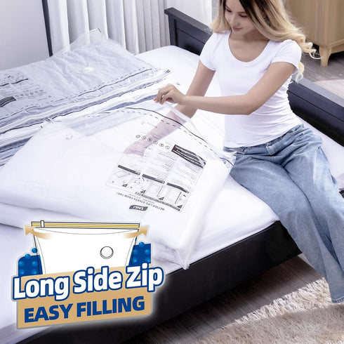 TAILI-LONG SIDE ZIP 10 Pack Vacuum Storage Bags, Extra Large Space Saver Bags (39x28 inches) for Closet Organization