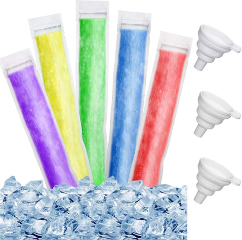 Shappy 450 Pcs Disposable Ice Pop Mold Bags with 3 Silicone Funnels