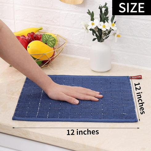 Homaxy 100% Cotton Terry Kitchen Dish Cloths, Ultra Soft and Absorbent, 6 Pack, 12 x 12 Inches