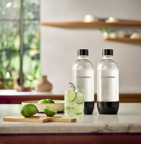 1L (twinpack), Pack 2 SodaStream Classic DWS Carbonating Bottle Black