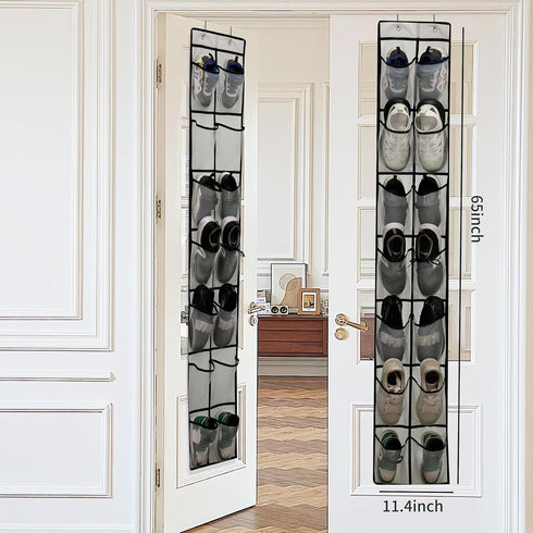 Over The Door Shoe Organizer, 14 Large Mesh Pockets Hanging Shoe Rack for Closet Organizers and Storage, Gray, 2-pack (gray) by gaulupue