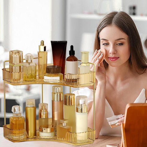 Counter Countertop (2 Corner Bathroom Organizer Bathroom Shelf Makeup Organizer for Vanity Perfume Tray for Corner