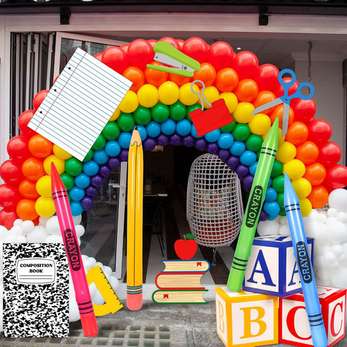 Resholder 14 Pcs Giant School Theme Party Decorations ABC Alphabet Party Favor Box Large Inflatable Pencil Crayon