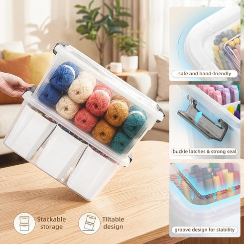 17 Citylife QT Plastic Storage Bins Clear Storage Box with Lids Multipurpose Stackable Storage Containers