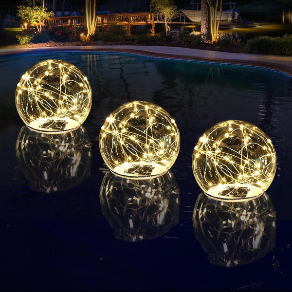 Floating Pool Lights Solar Powered, Glow in The Dark Warm White Solar