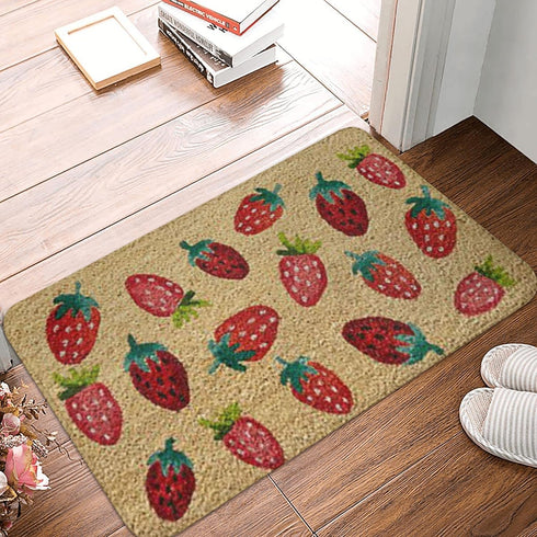 Welcome Mats for Front Door Outdoor Entry, Strawberries Doormat, Funny Non Slip Mat for Home Indoor Rugs 17x30 Inch