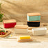 2 Sweese Large Butter Dish - Airtight Butter Keeper Holds Up to Sticks of Butter - Porcelain Container with Beech