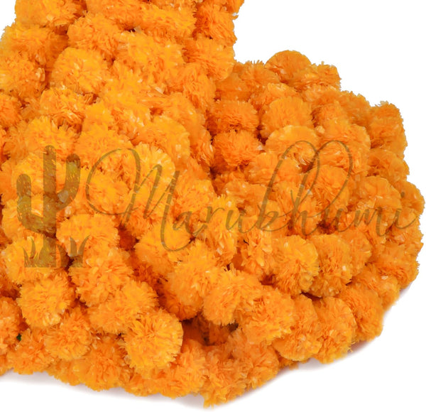 Marubhumi Long Strands Artificial Marigold Flower Garland for Diwali, Traditional Indian Decor & Home Decoration