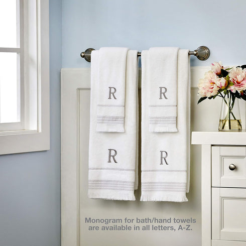 SKL Home Casual Monogram Hand Towel - 2-Pack, E, 16x26, White