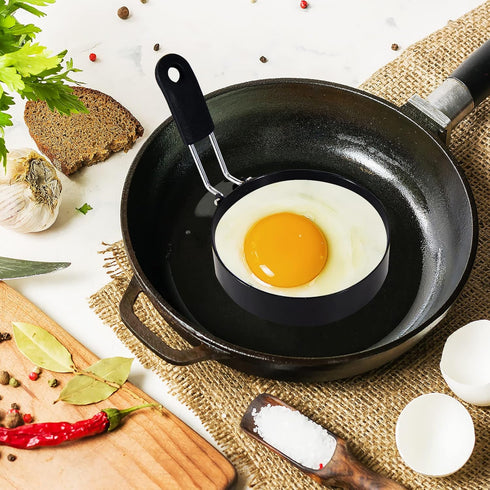 3.5'' Stainless Steel Egg Cooking Rings with Silicone Handle, Nonstick Egg Molds for Frying Eggs & Mcmuffins