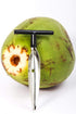 Ken's CocoMon Coconut Opener Tool + Stainless Straw, Black Rubber Handle, Safe with Stainless Steel Straws