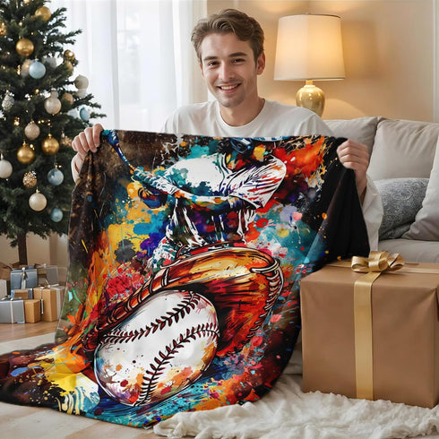 80x60 Inches Cozy Baseball Blanket for Adults Sports Team Lovers, Lightweight Warm Flannel Baseball Boys Throw Blankets