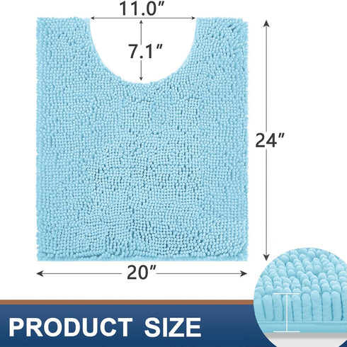 smiry Chenille U-Shaped Toilet Bathroom Rugs, Soft Absorbent Non-Slip Contoured Rugs, Machine Washable Contour Bath Mats for Bathroom Toilet (24"x20", Sky Blue)