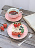 Set, Set 6 (8 oz)- Amazingware Royal Tea Cups and Saucers, with Gold Trim and Gift Box, British Coffee Cups, Porcelain