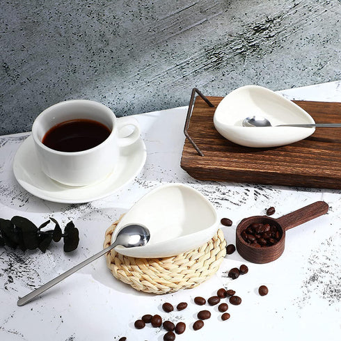 2pcs Ceramic Coffee Scoops, Coffee Bean Weighing Bowls, Coffee Powder Spoon