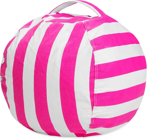 Posh Stuffable Kids Stuffed Animal Storage Bean Bag Chair Cover, Medium 27" - Children's Toy Organizer, Canvas Stripes