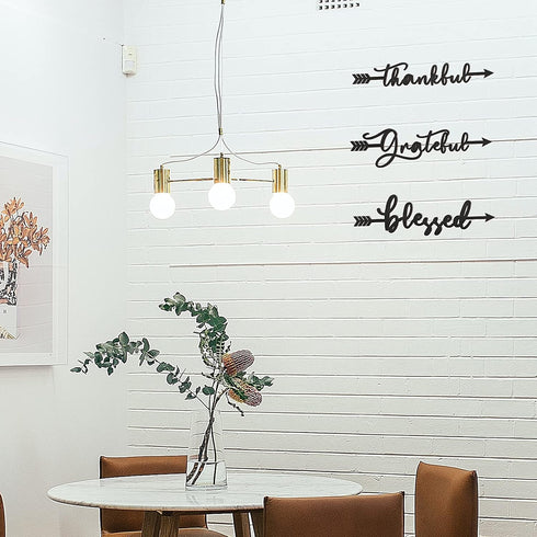 Yookeer 3 Pcs Thankful Grateful Blessed Letter Sign Wood Cutout Sculptures, Rustic Wall Decor for Home Kitchen
