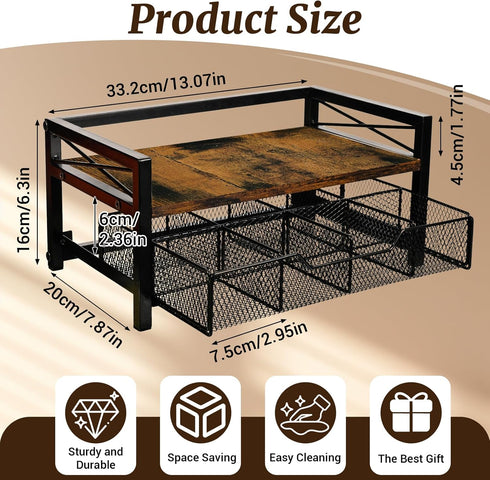 NANXITU 8 Countertop Tea Holder Organizer,Wood Tea Box Organizer Storage Box,Tea Caddy for Tea Bags Organizer
