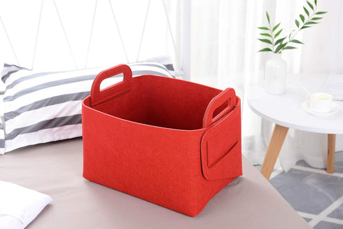 Storage Basket Felt Storage Bin, Collapsible Organizer with Carry Handles for Office, Bedroom, Nursery