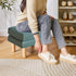 16.34" 12.4" W12.6" UHBD041GR YMYNY Small Footstool Ottoman, Faux Leather Footrest with Sponge Padded Seat, Step Stool