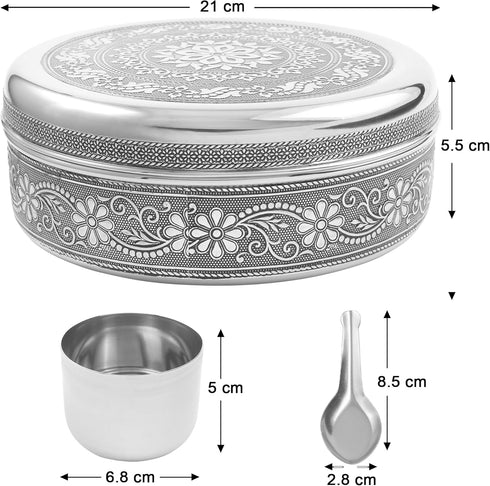 7 7 7 8 Inch KSJONE Designer Spice Container Masala Dabba, Spice Jars, Holds Spices, Spice Container Box, Polished