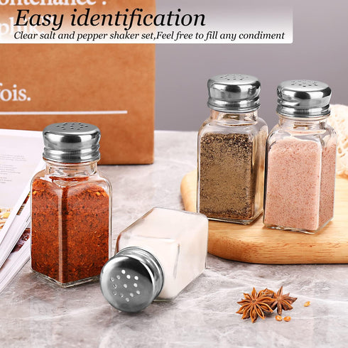 Set,DWTS Salt and Pepper Shakers DANWEITESI Salt Shaker with Stainless Lid-Glass Spice Jars Kitchen Gadgets,Clear