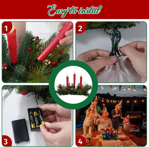 Aokudoni Christmas Decorations: Christmas Table Centerpieces with Artificial Pine Branches Berries Candles Indoor Xmas