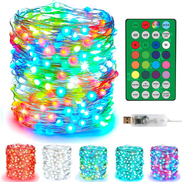Color Changing Fairy String Lights, 33ft 100 LED Twinkle Lights with Remote