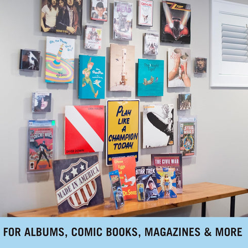 CollectorMount Album Mount 1 Pack - Adjustable Wall Mount Frame Brackets or Shelf Stand for Vinyl Records