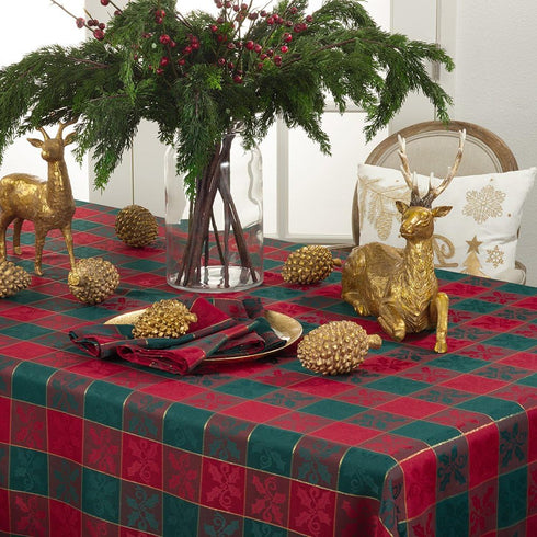 Red & Green Christmas Holiday Plaid Cloth Napkins (Set of 4), 20" Square