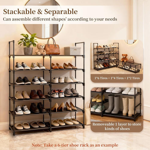 Gmrithaf 3 Closet,Entryway,Dorm,Garage,Corridor, 33.8" 3 Shoe Rack - Tier Shoe Organizer Storage Rack with Metal Tubes
