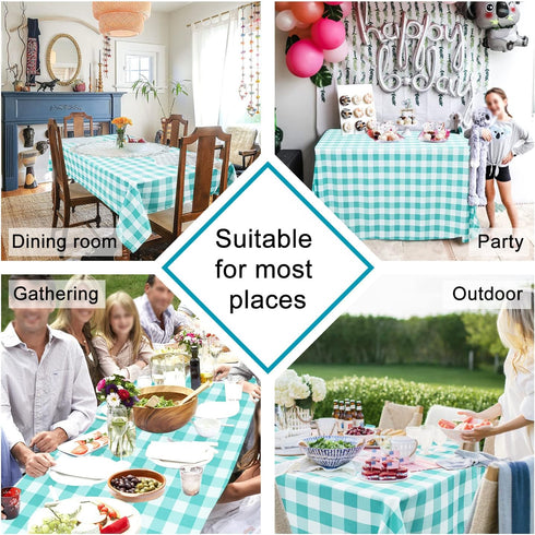 Hiasan Checkered Square Tablecloth - Stain Resistant, Waterproof, Wrinkle Resistant Washable Table Cloth for Dining