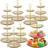 Patelai 8 Packs 3 Tier Crystal Acrylic Clear Cake Stand with Gold