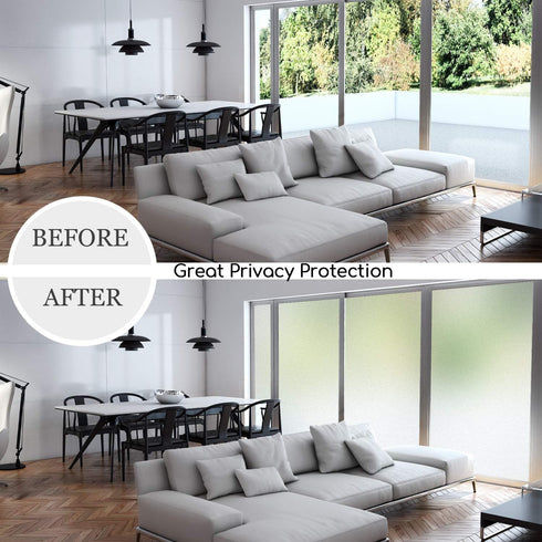 HIDBEA Privacy Window Film Frosted with UV Protection, Static Cling Reusable Glass Stickers, 35.4" x 8.2'